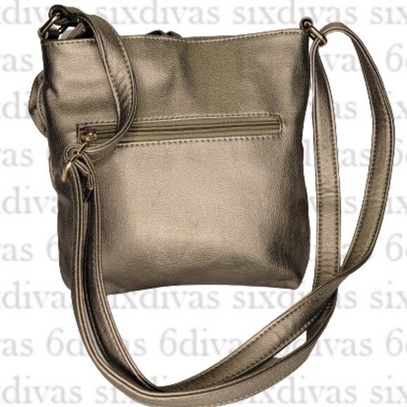 Champagne Taupe Medium Size Crossbody Travel Holiday Cruise Everyday Handbag - Picture 4 of 10